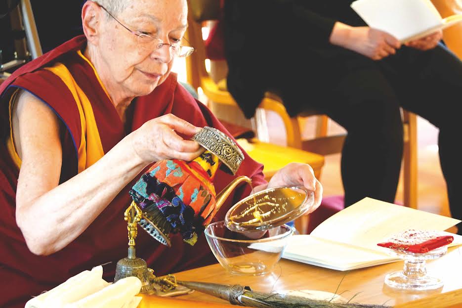 The Swiss sangha gather with Gen-la Kunsang