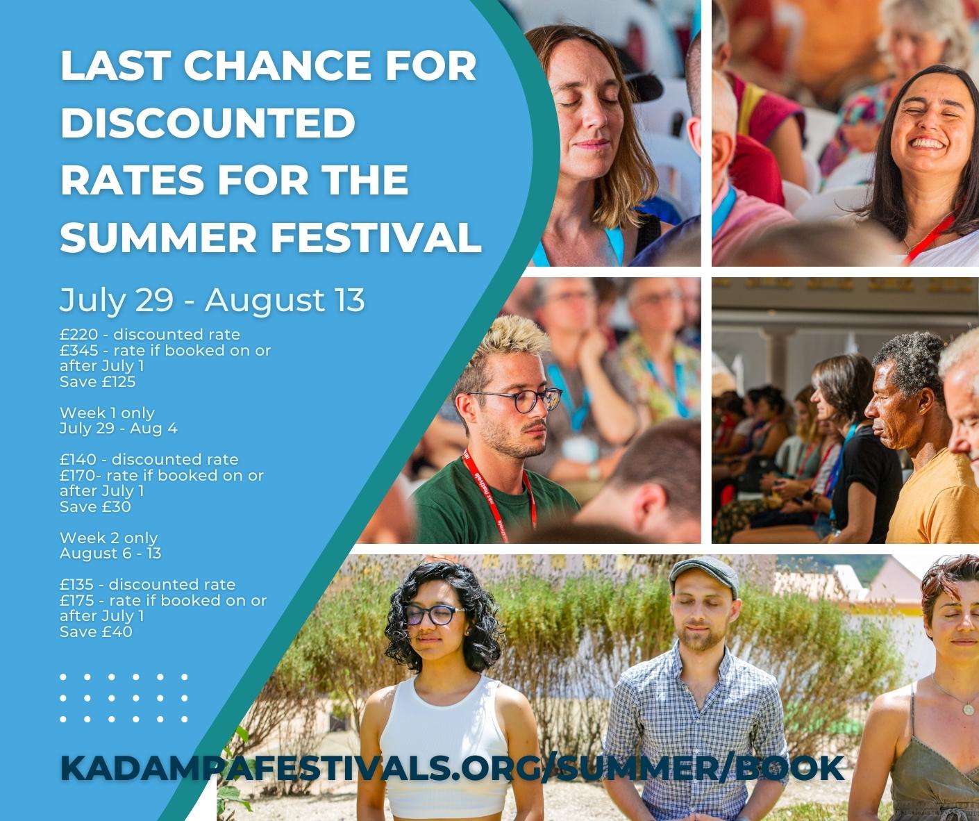 Last chance for discounted rates for the Summer Festival