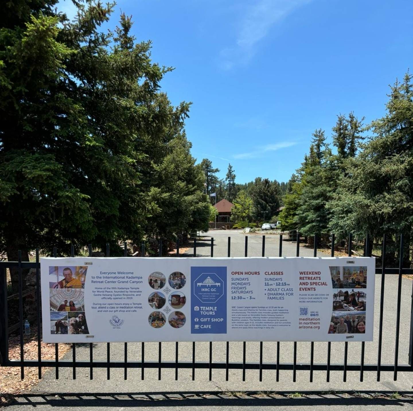 New temporary signage was added to the front gate to welcome visitors and provide them with helpful information 