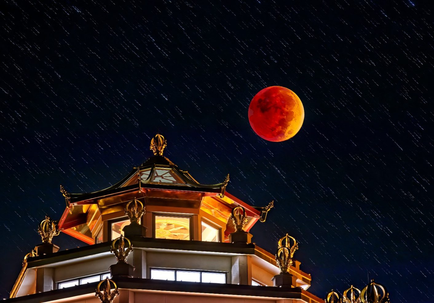temple night moon